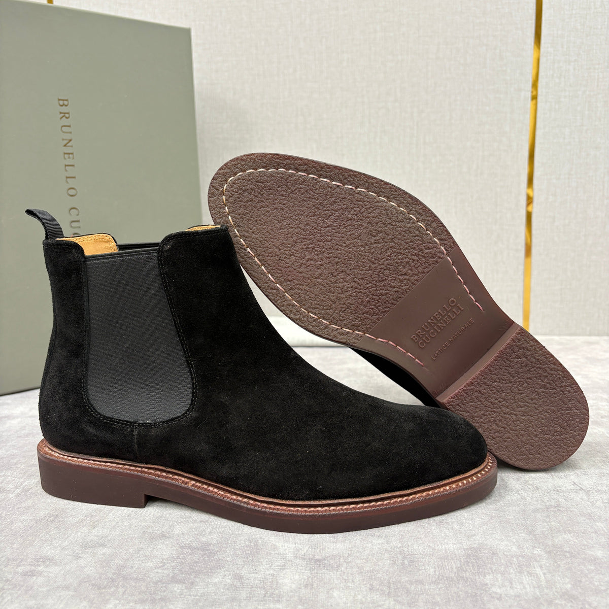 Camel Suede Plain Chelsea Boot - Men's