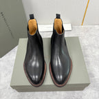Burgunderfarbener Leder Chelsea Boot mit gestapeltem Absatz – Herren