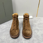 Brauner Wildleder Plain Lace-Up Boot - Herren