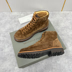 Brauner Wildleder Plain Lace-Up Boot - Herren