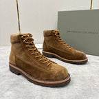 Brauner Wildleder Plain Lace-Up Boot - Herren
