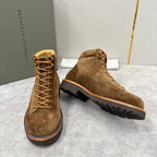 Brauner Wildleder Plain Lace-Up Boot - Herren