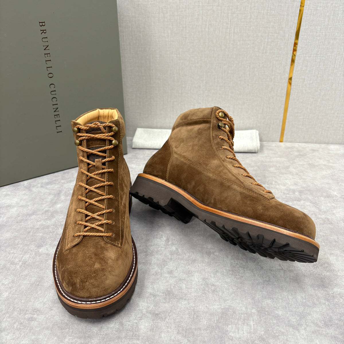 Brown Suede Plain Lace-Up Boot - Men's