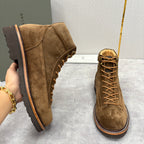 Brauner Wildleder Plain Lace-Up Boot - Herren