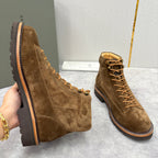 Brauner Wildleder Plain Lace-Up Boot - Herren