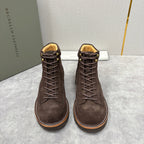 Brauner Wildleder Plain Lace-Up Boot - Herren