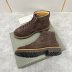 Brauner Wildleder Plain Lace-Up Boot - Herren