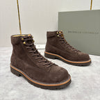 Brauner Wildleder Plain Lace-Up Boot - Herren