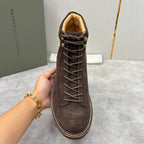 Brauner Wildleder Plain Lace-Up Boot - Herren
