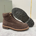 Brauner Wildleder Plain Lace-Up Boot - Herren