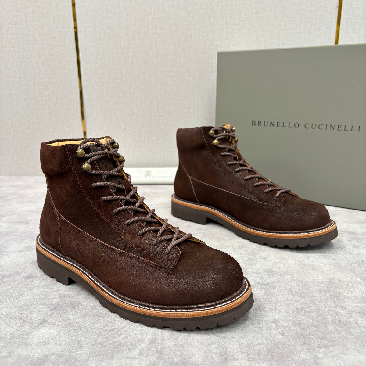 Brown Suede Hiker Lace-Up Boot - Men's