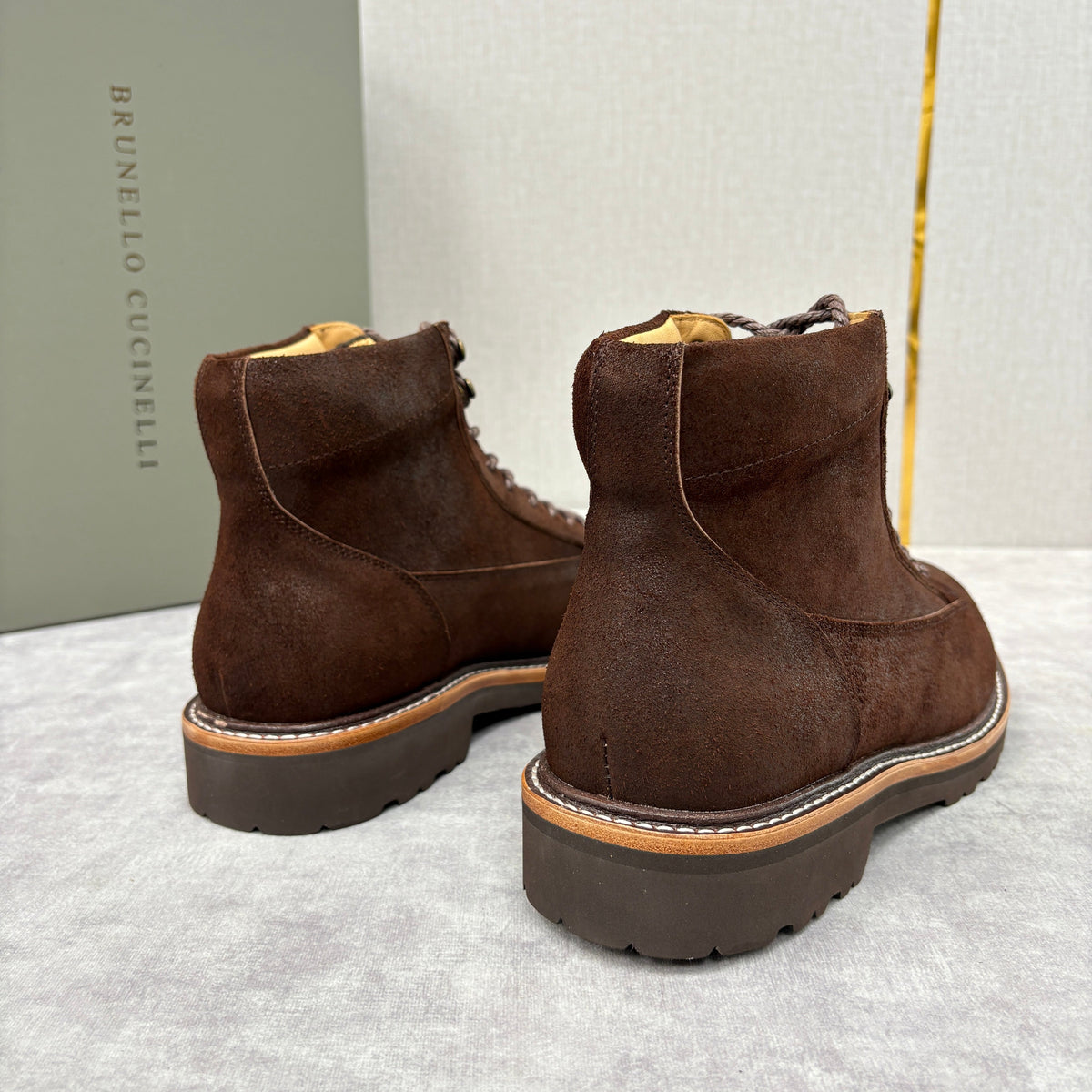 Brauner Wildleder Wander-Schnürstiefel – Herren