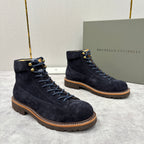 Brauner Wildleder Plain Lace-Up Boot - Herren