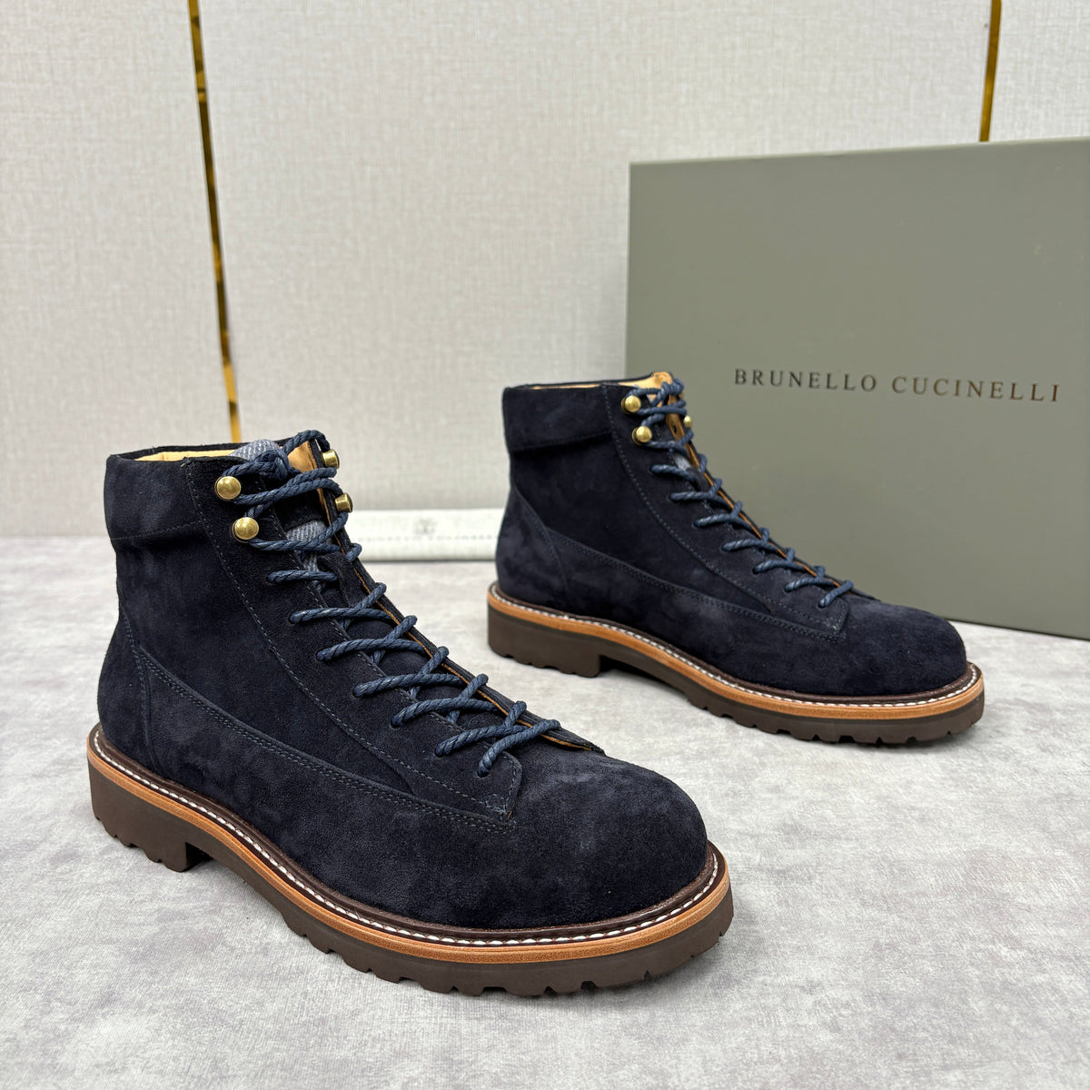 Brown Suede Plain Lace-Up Boot - Men's