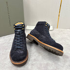 Brauner Wildleder Plain Lace-Up Boot - Herren