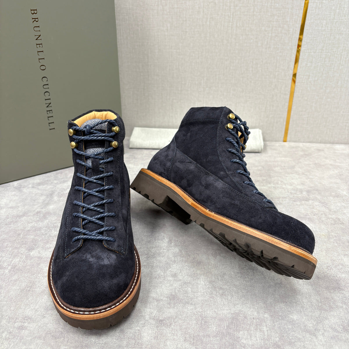 Brauner Wildleder Plain Lace-Up Boot - Herren