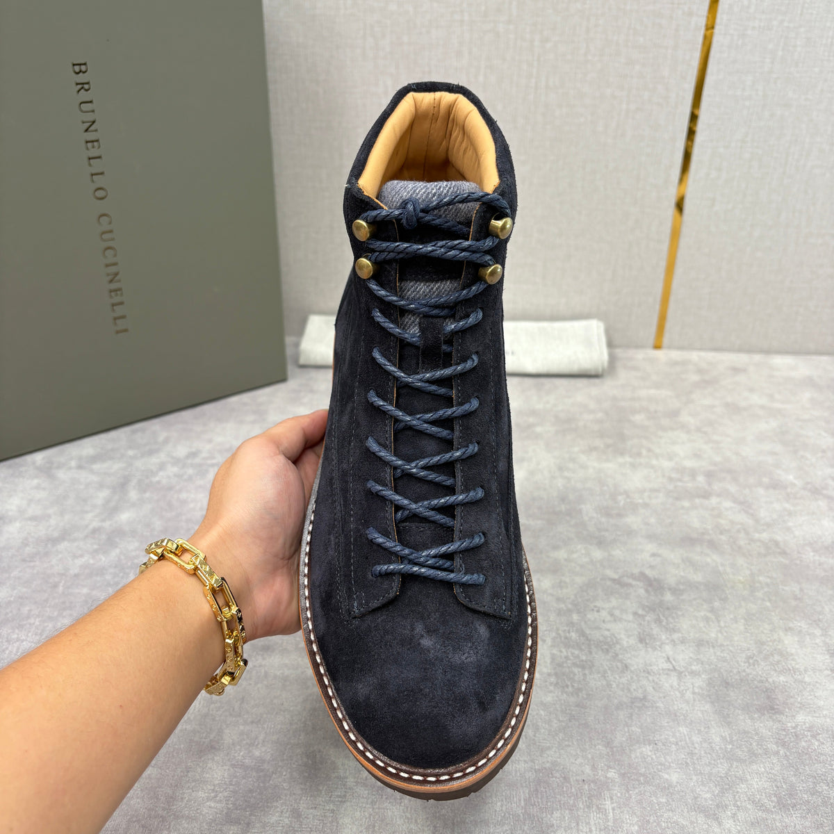 Brauner Wildleder Plain Lace-Up Boot - Herren