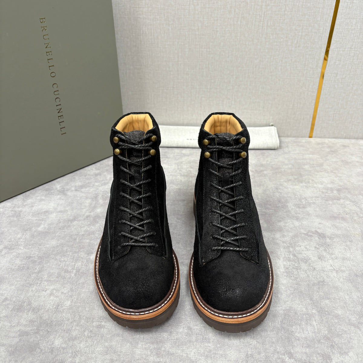 Brauner Wildleder Wander-Schnürstiefel – Herren