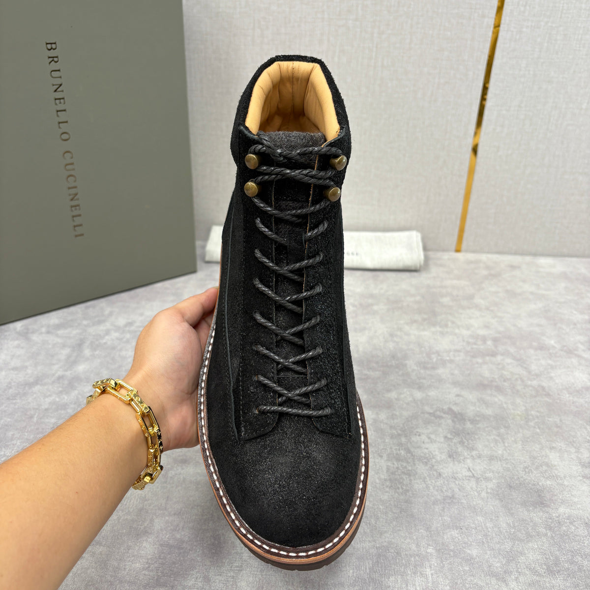 Brauner Wildleder Wander-Schnürstiefel – Herren