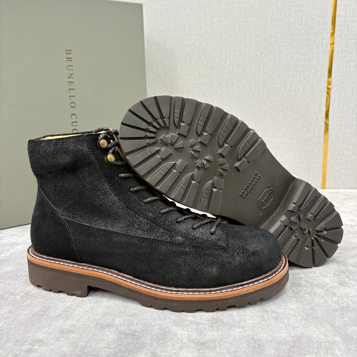 Brauner Wildleder Wander-Schnürstiefel – Herren
