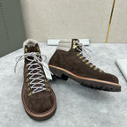 Camel Suede Lace-Up Hiking Boot - Men's