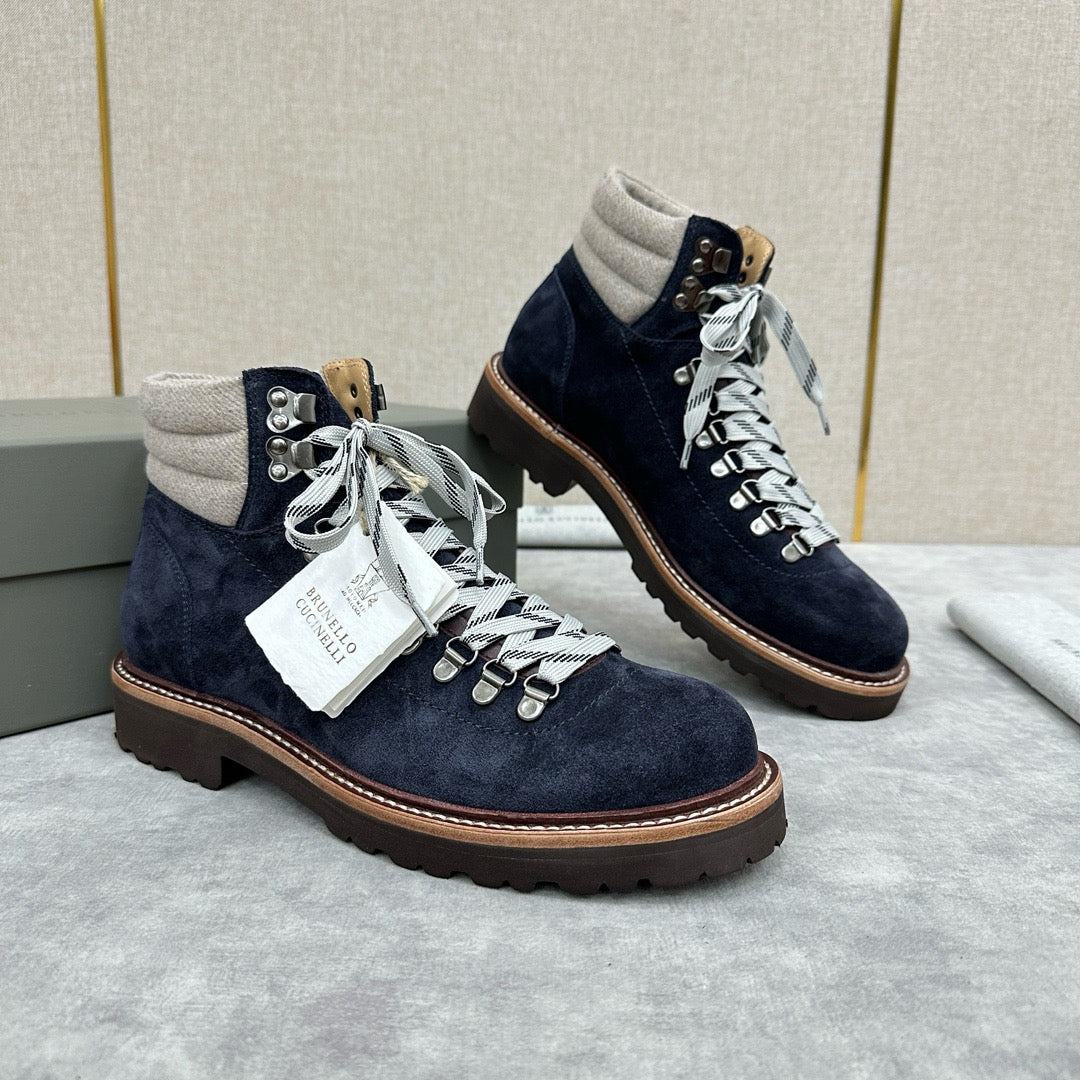 Camel Suede Lace-Up Hiking Boot - Men's