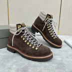 Camel Suede Lace-Up Hiking Boot - Men's