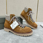 Camel Suede Lace-Up Hiking Boot - Men's