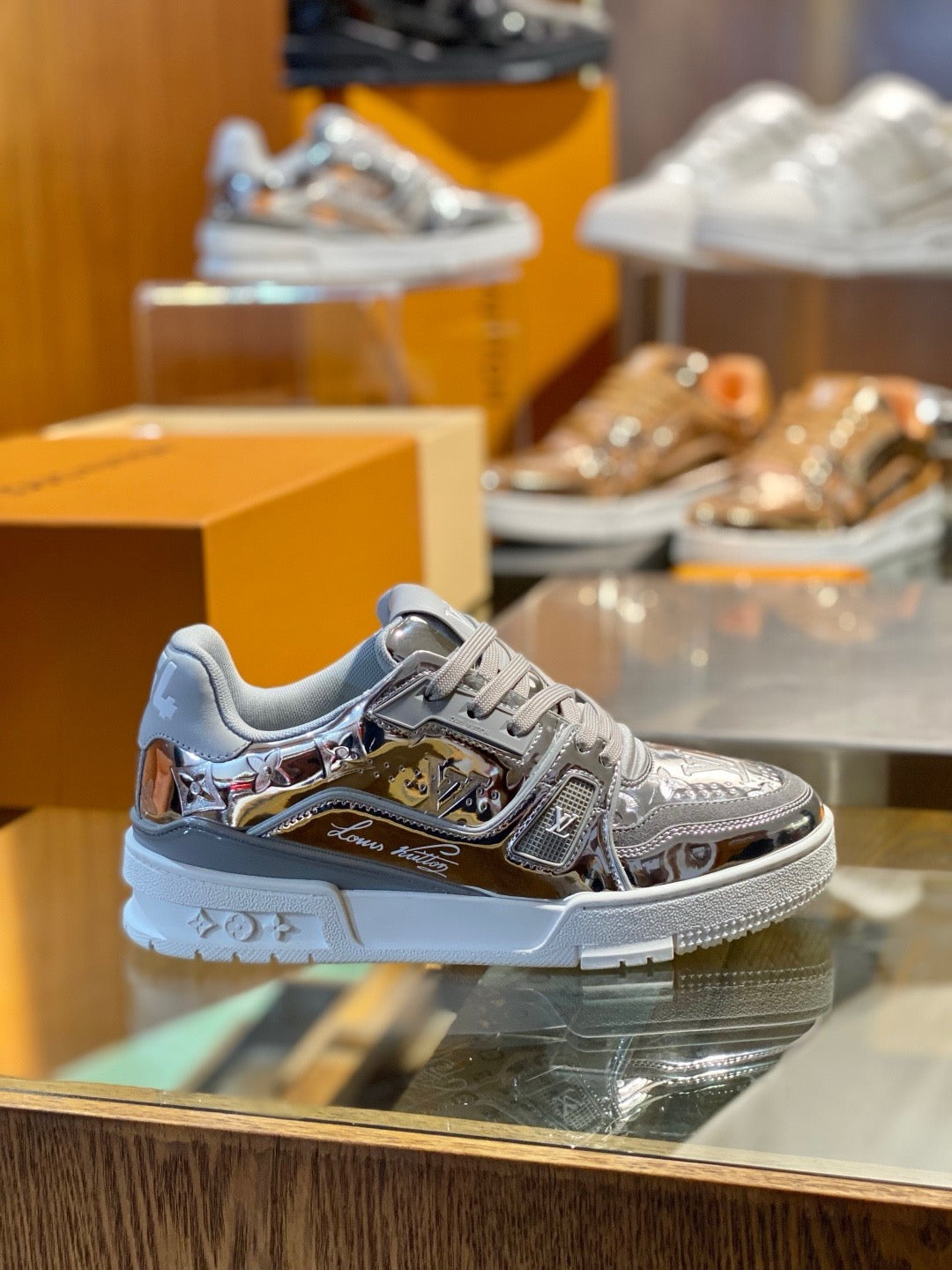 Grey and Brown Sneakers