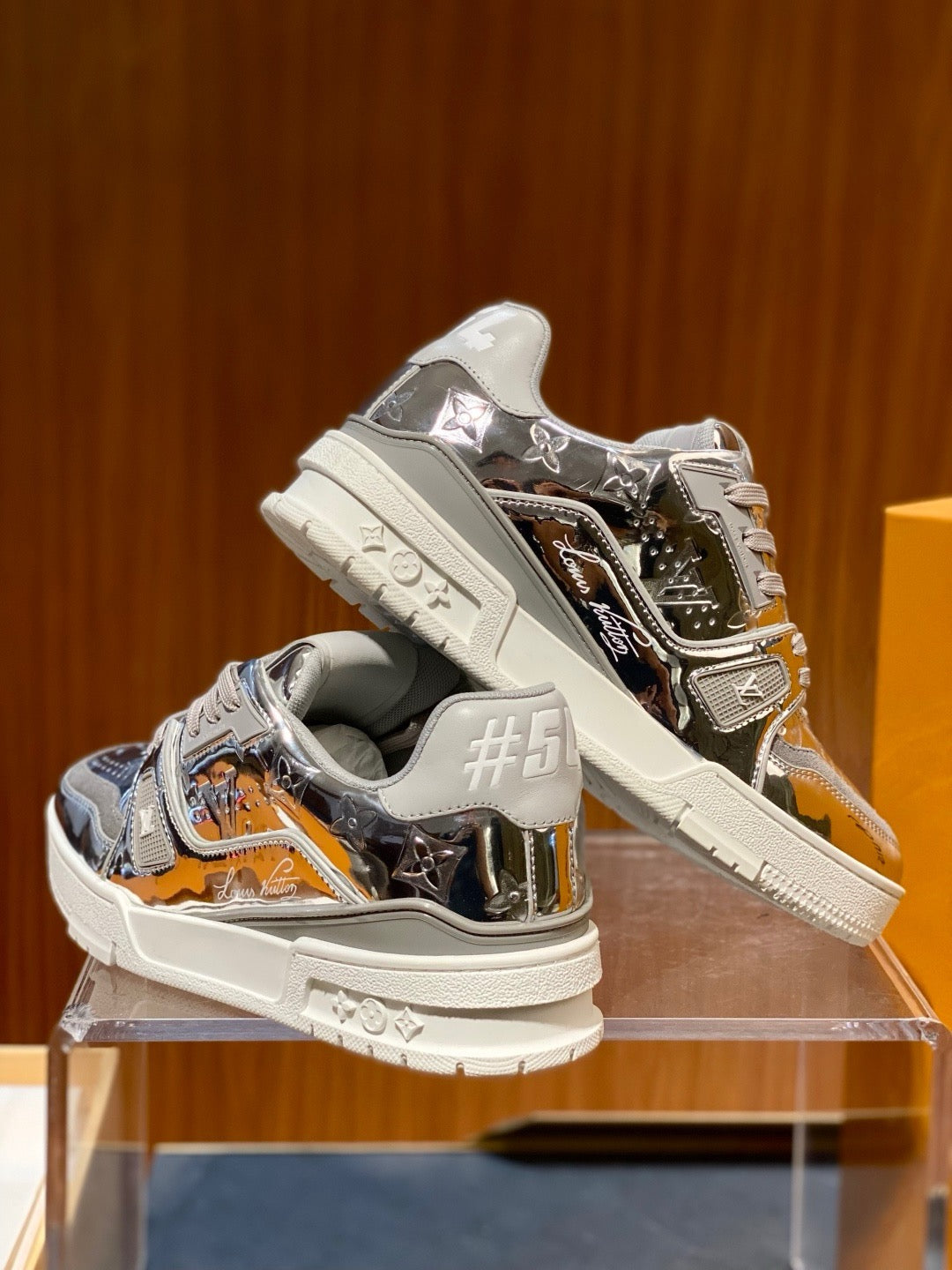 Grey and Brown Sneakers