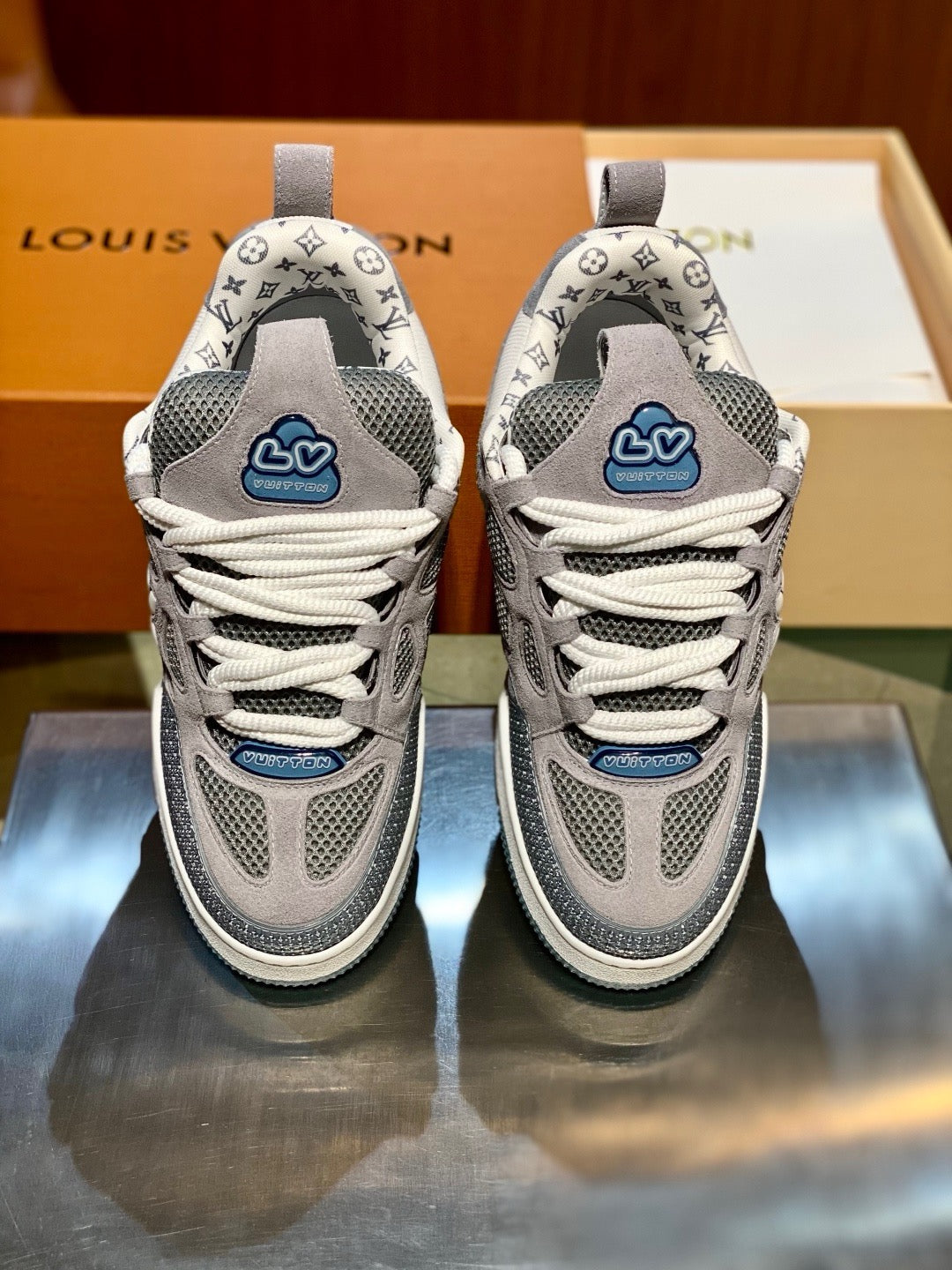 Grey Mesh Print Runner - Men's