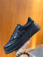 Brown Leather Embossed Low-Top - Men's