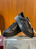 Brown Leather Embossed Low-Top - Men's