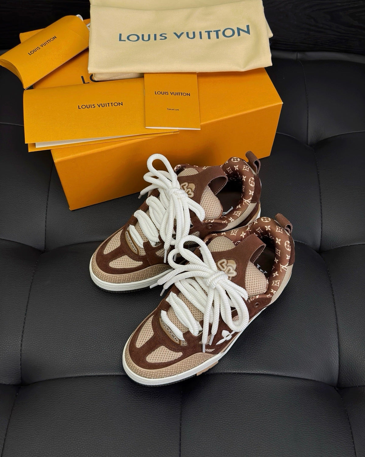 Brown Leather Monogram Chunky - Men's