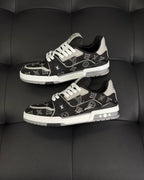 White Leather Monogram Low-Top - Men's