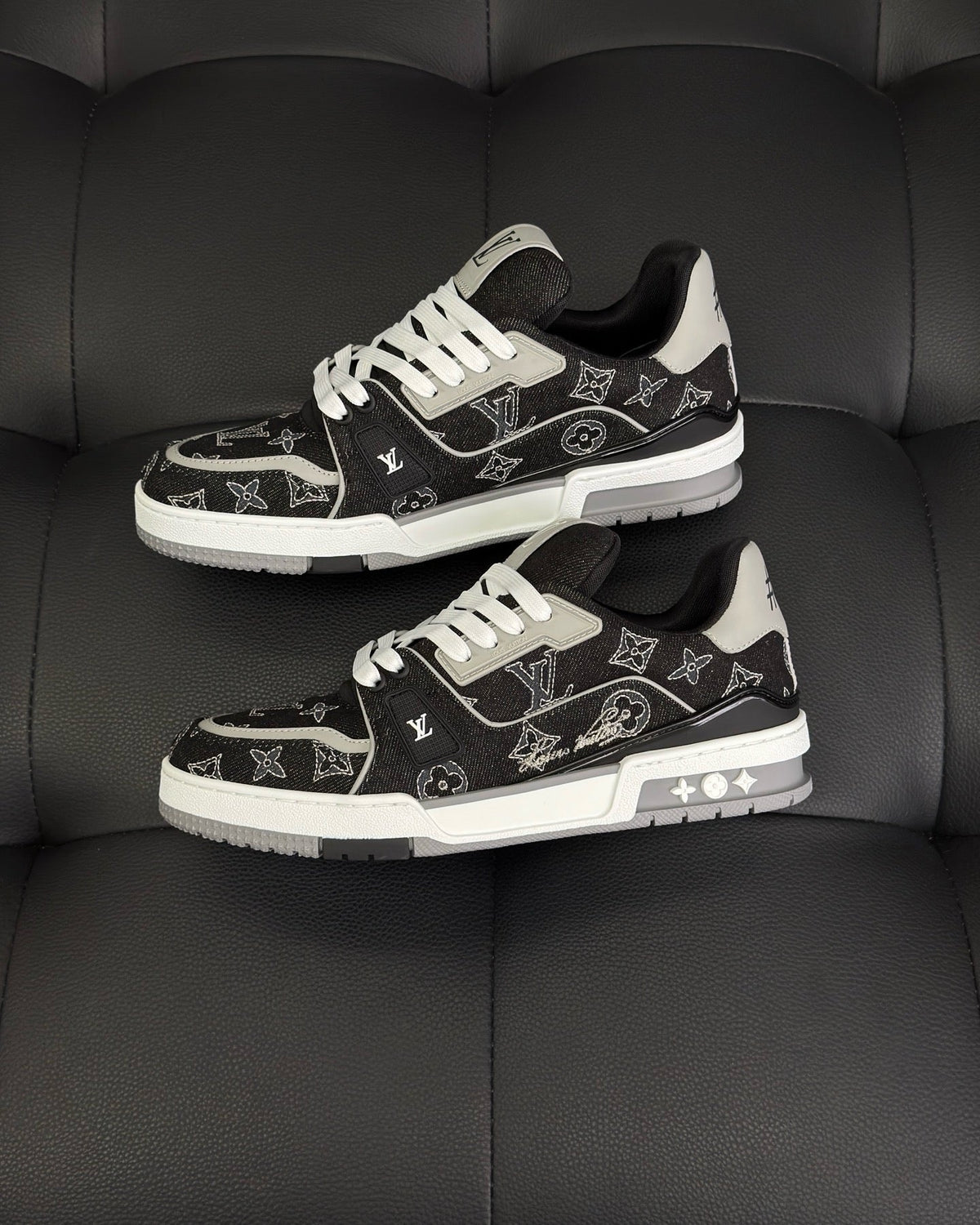 White Leather Monogram Low-Top - Men's