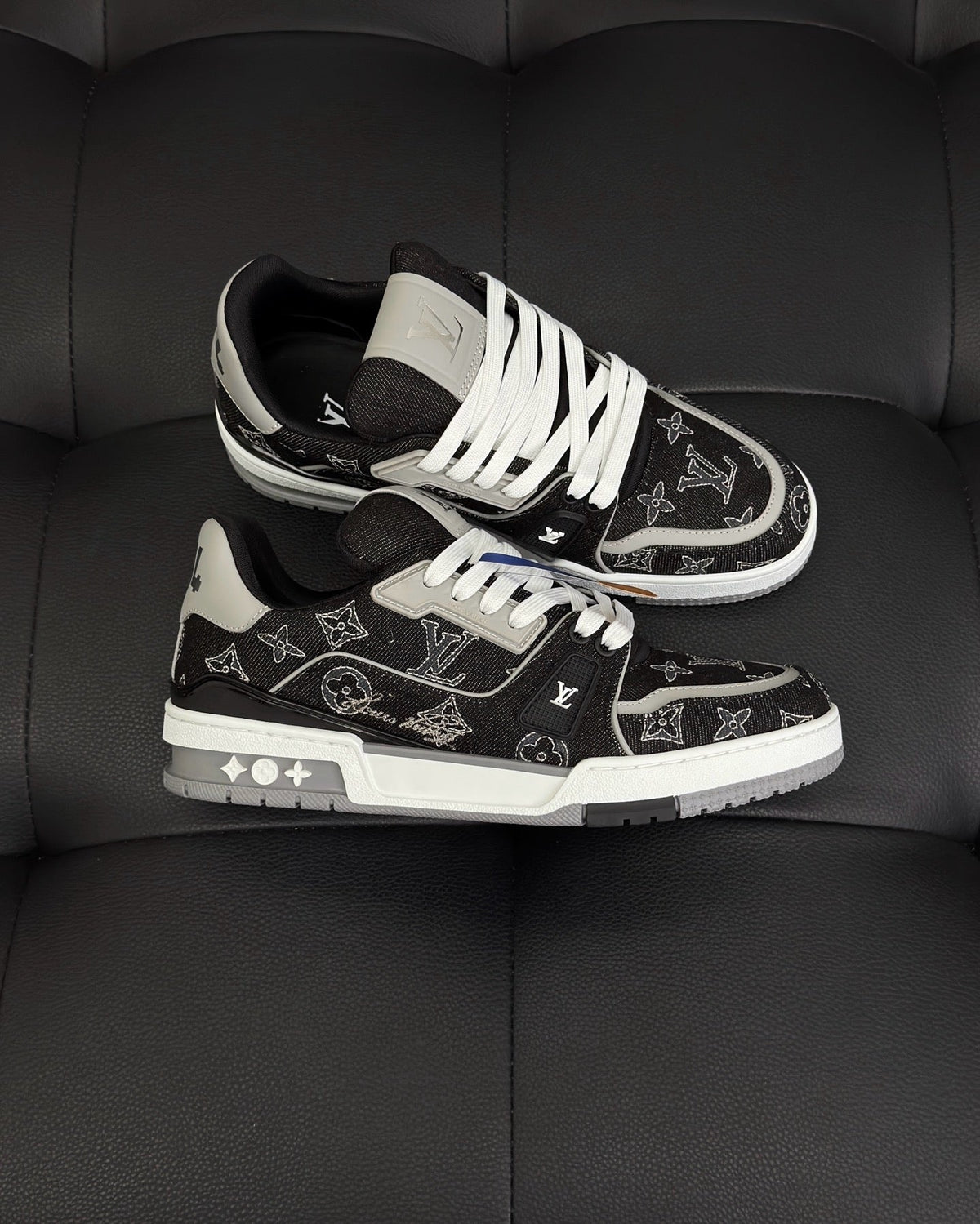White Leather Monogram Low-Top - Men's
