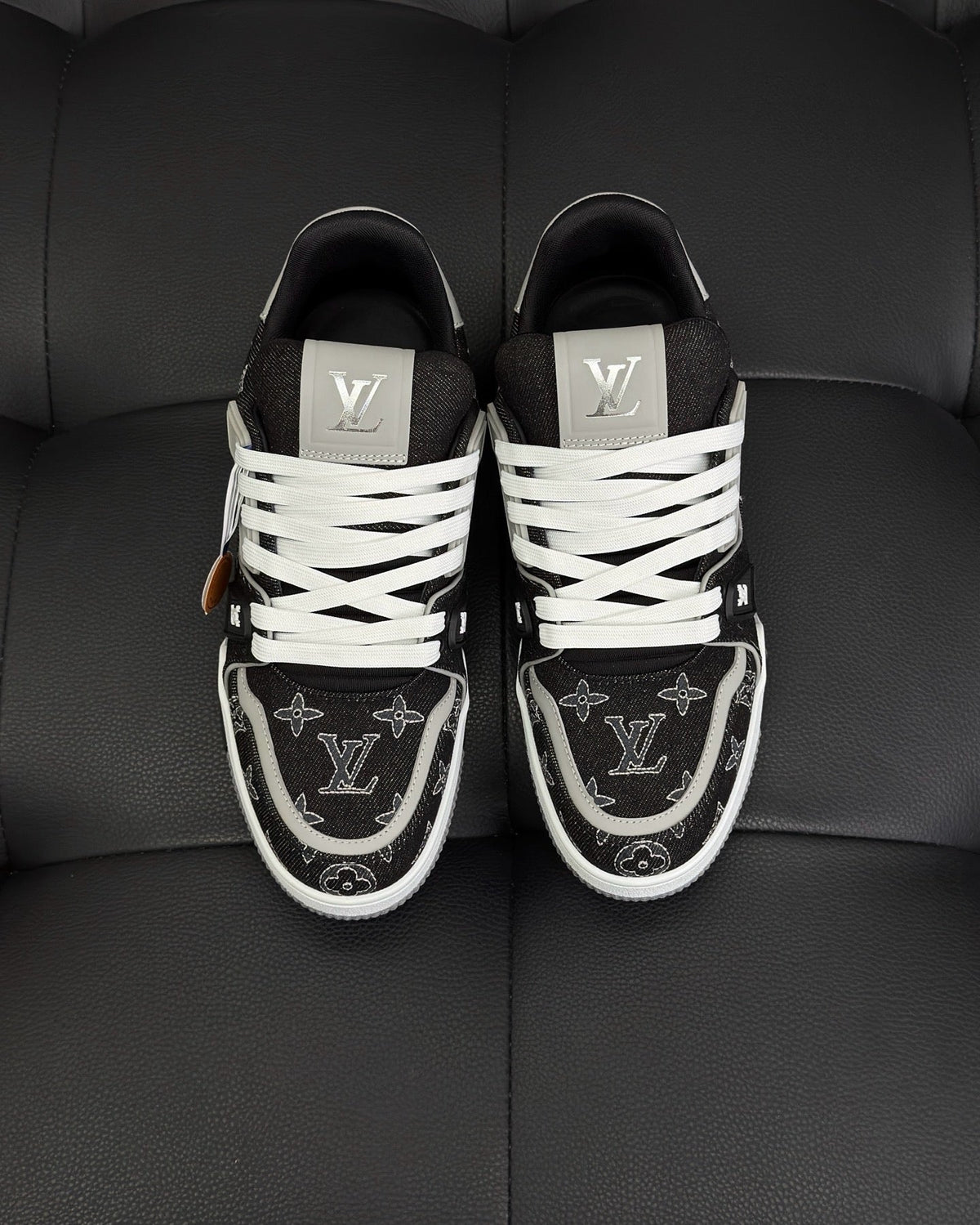 White Leather Monogram Low-Top - Men's