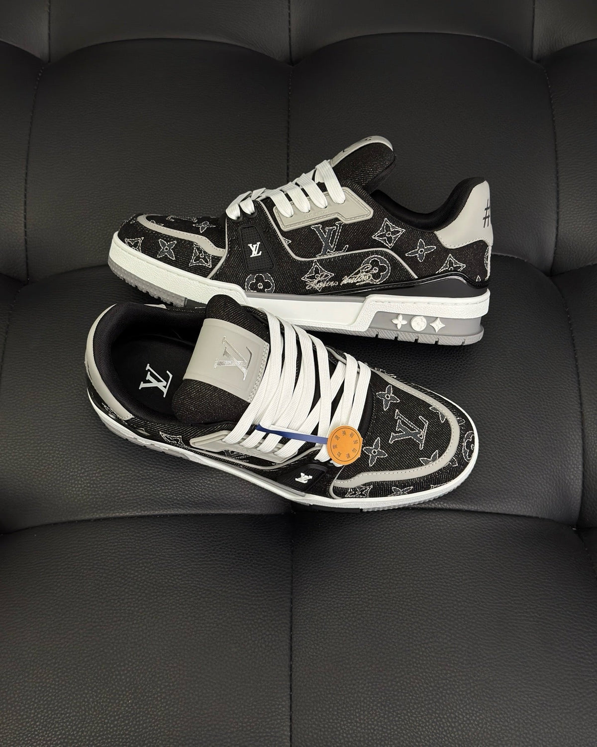 White Leather Monogram Low-Top - Men's