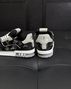 White Leather Monogram Low-Top - Men's