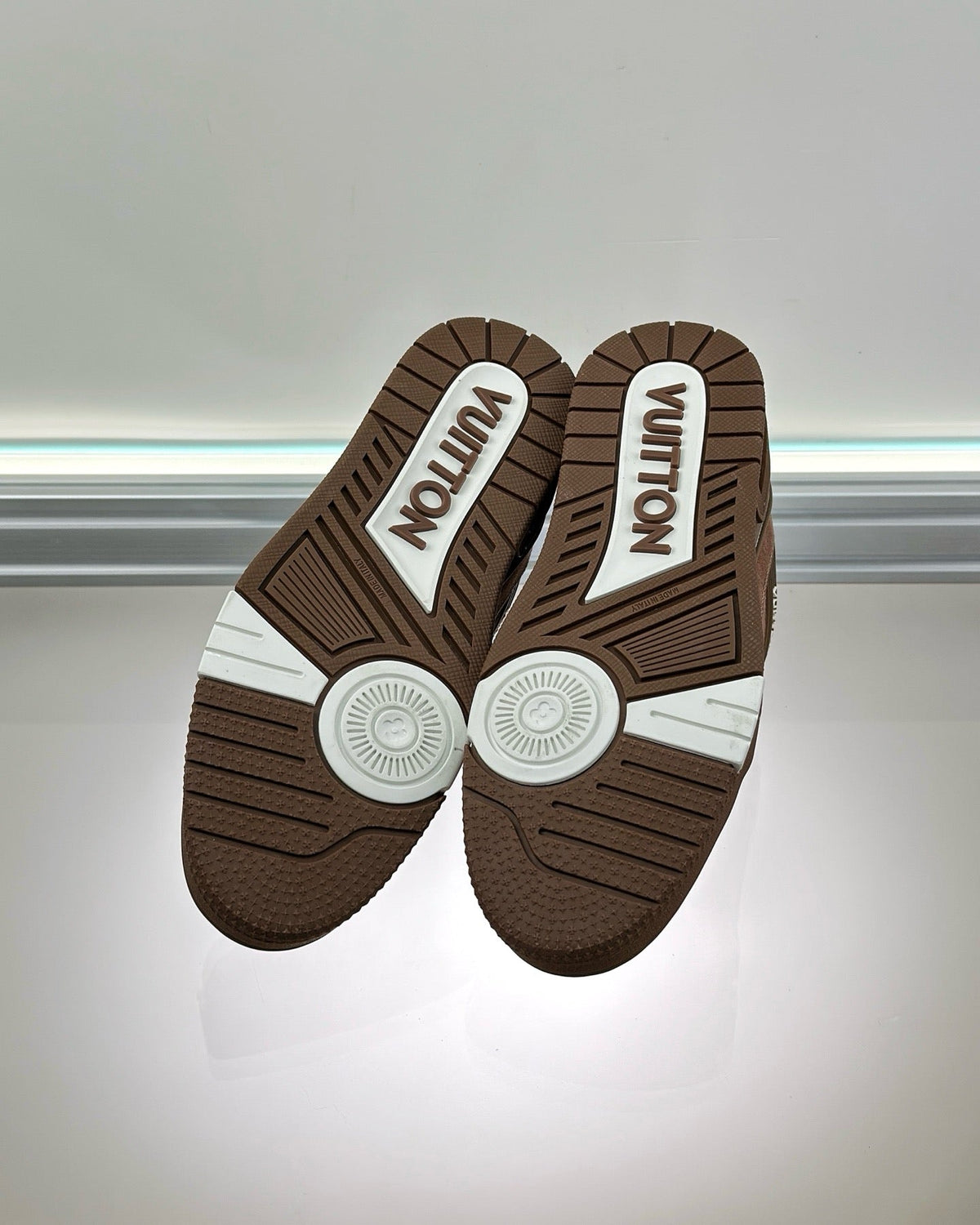 Brown Leather Monogram Low-Top - Men's