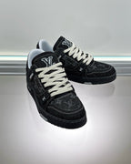 Brown Leather Monogram Low-Top - Men's