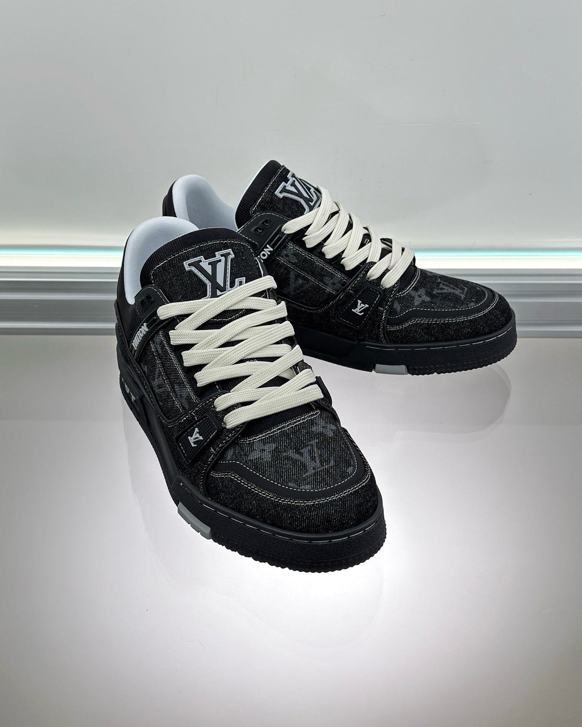 Brown Leather Monogram Low-Top - Men's