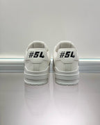 White Leather Graphic Print Low-Top - Men's