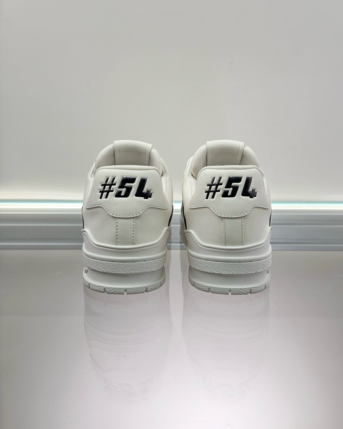 White Leather Graphic Print Low-Top - Men's