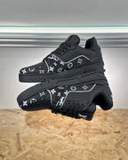 White Leather Graphic Print Low-Top - Men's