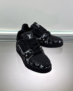 White Leather Graphic Print Low-Top - Men's