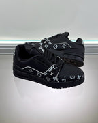 White Leather Graphic Print Low-Top - Men's