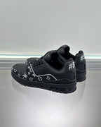 White Leather Graphic Print Low-Top - Men's