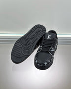 White Leather Graphic Print Low-Top - Men's